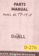 Doall Model TF-14-H, Vetical Band Saw, Parts and Assembly Drawings Manual